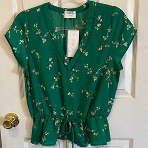Sienna Sky green Floral V-Neck Blouse